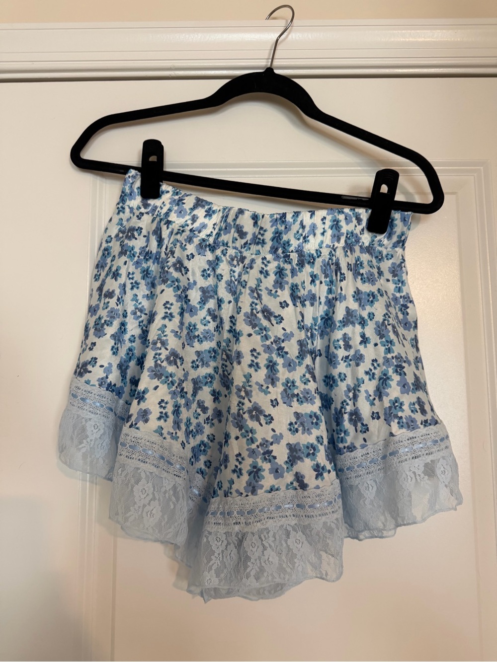 Free People White Dress with Blue Floral Print